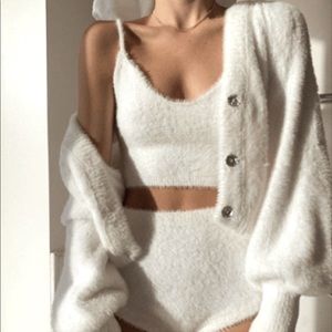 For Love & Lemons “Fiona” Cardigan, in white XS, SOLD OUT EVERYWHERE
